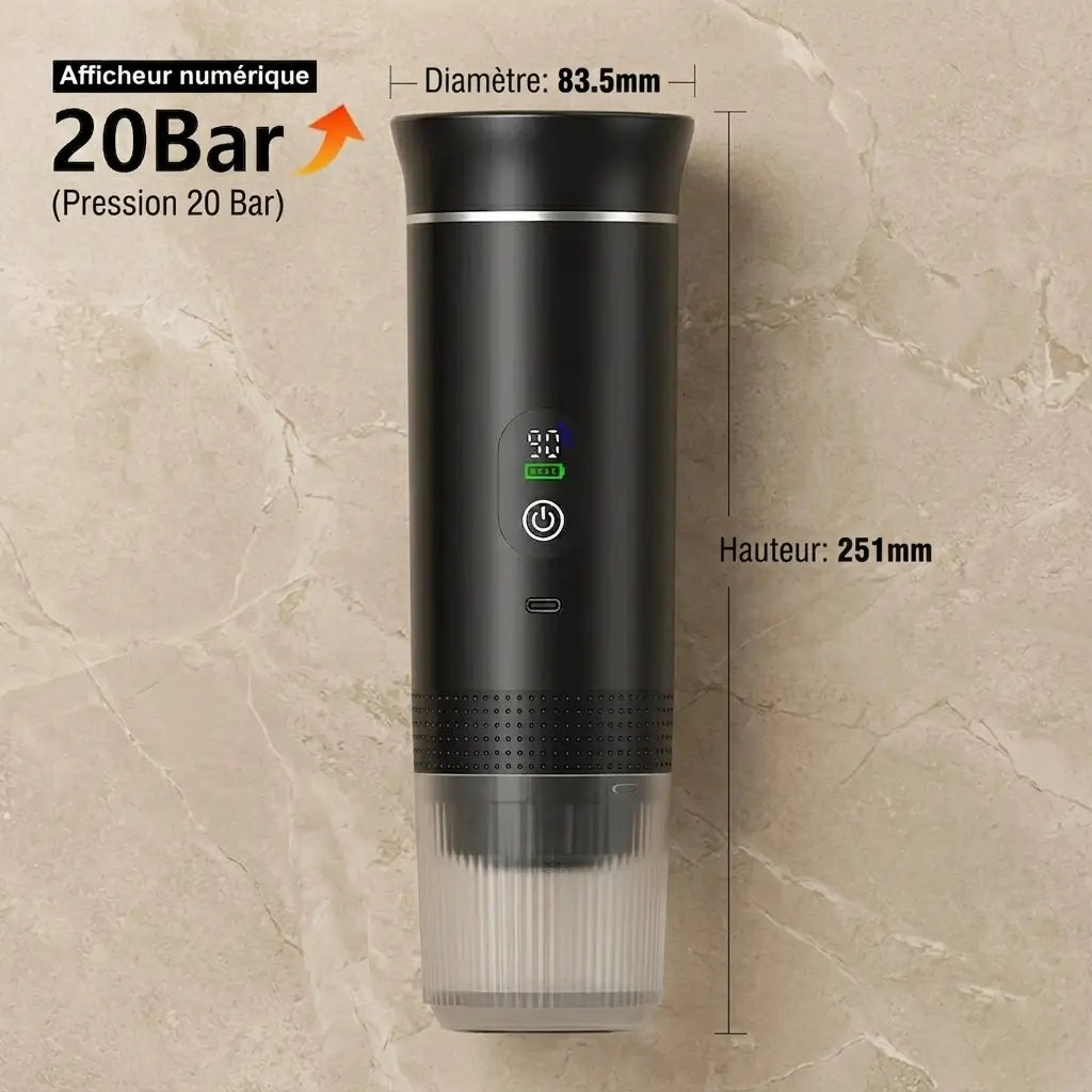 Machine à Café Expresso Portable - Rechargeable 3-en-1 — Puissance 20 Bars